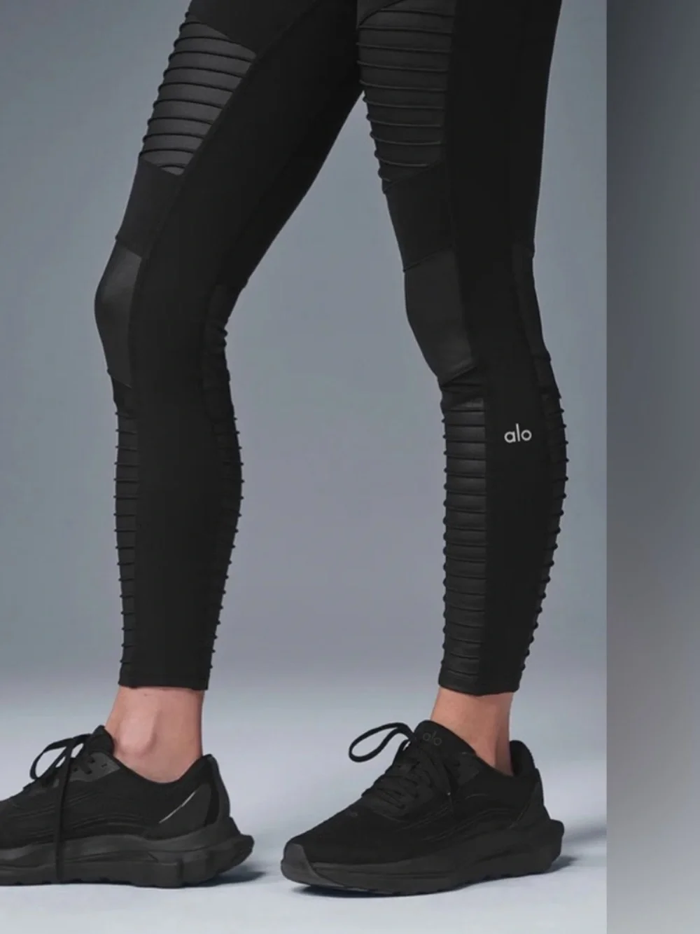 Alo Yoga 7/8 High Waist Moto Legging Black Glossy Small Gorpcore NWT